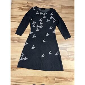 Nine West Houndstooth Sweater Dress A Line Knee Length 3/4th Sleeve Women Sz S